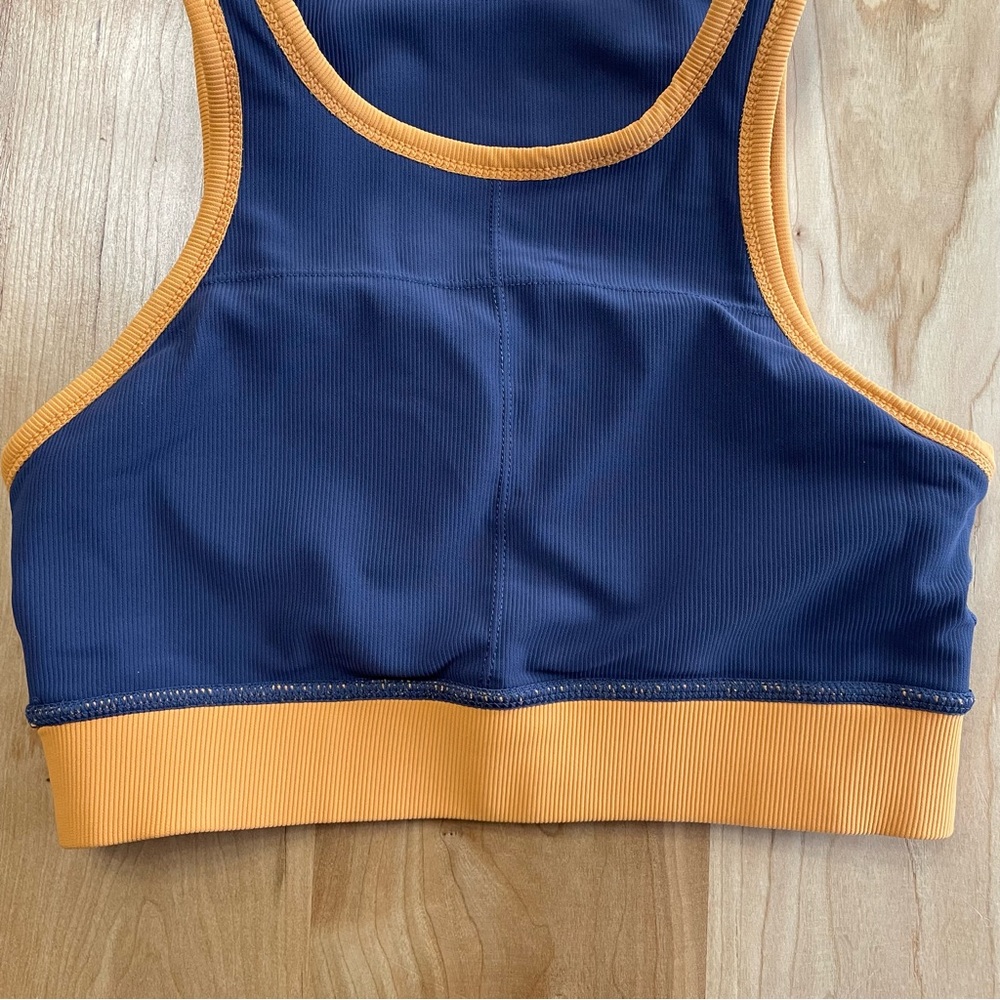 Wilo The Contrast Racer Bra Ribbed Navy Mustard Multi Color Size Small - Picture 4 of 5